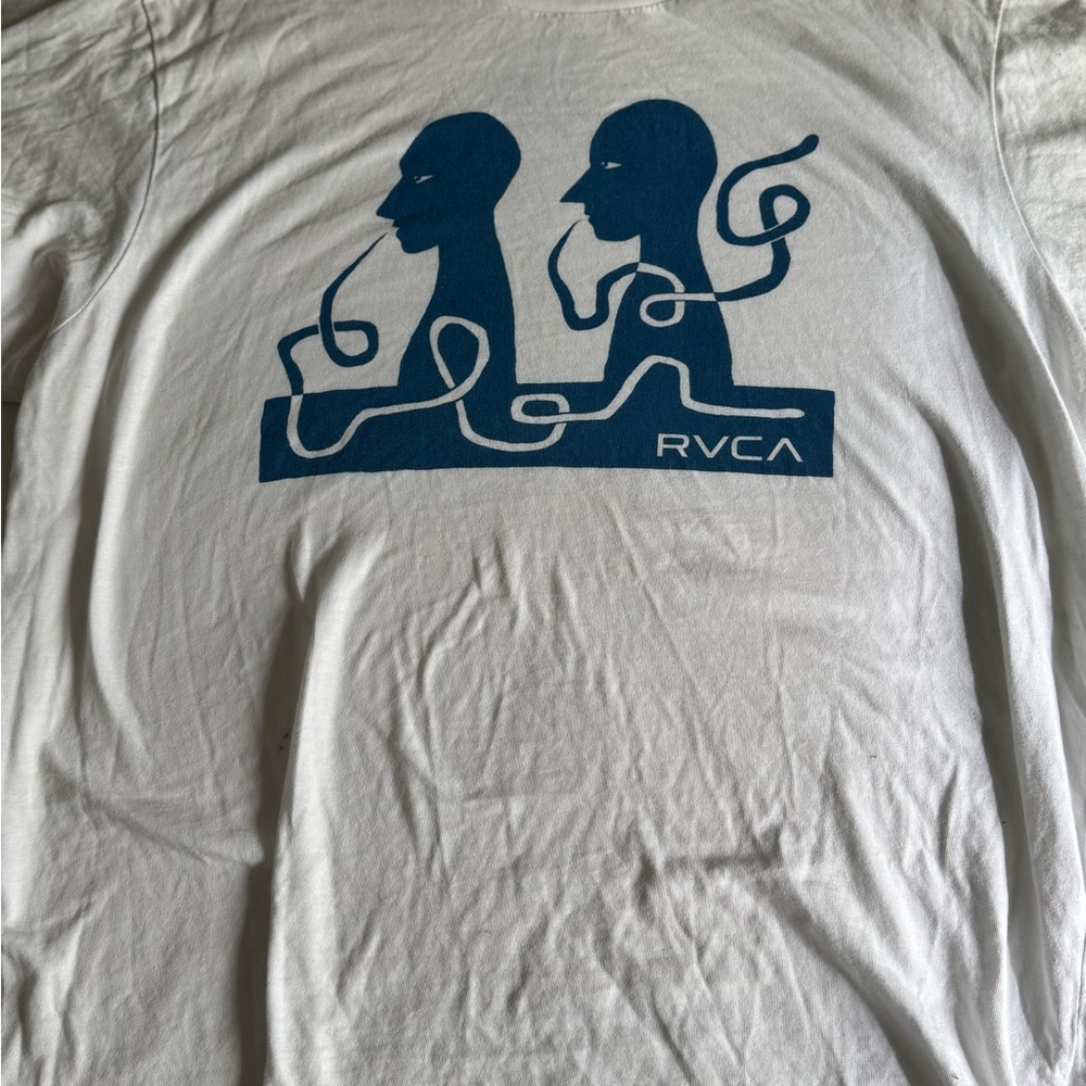 RVCA Ed Templeton Cream T-Shirt with Blue Logo